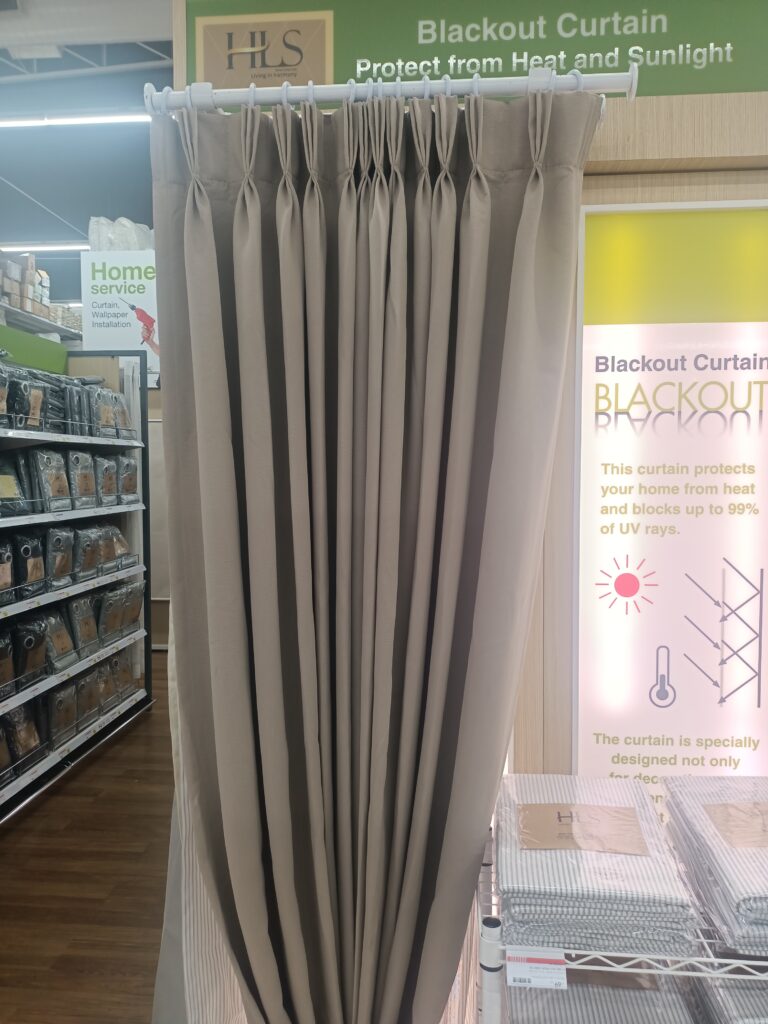 Soundproof blackout curtains for sale in Home Pro store.
