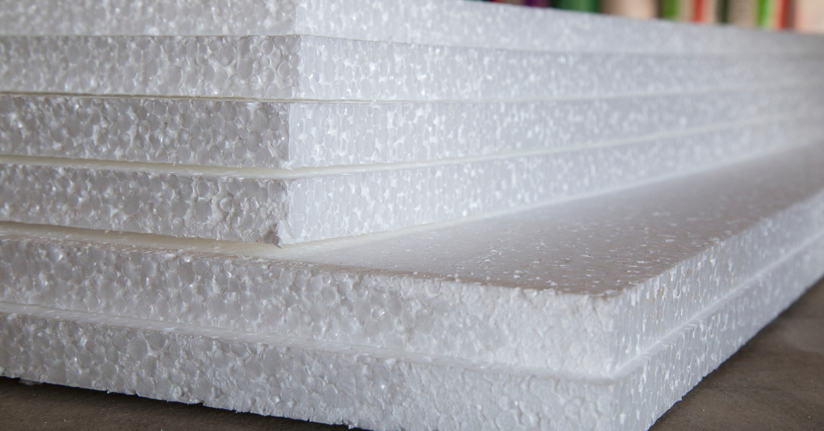Stacks of styrofoam panels