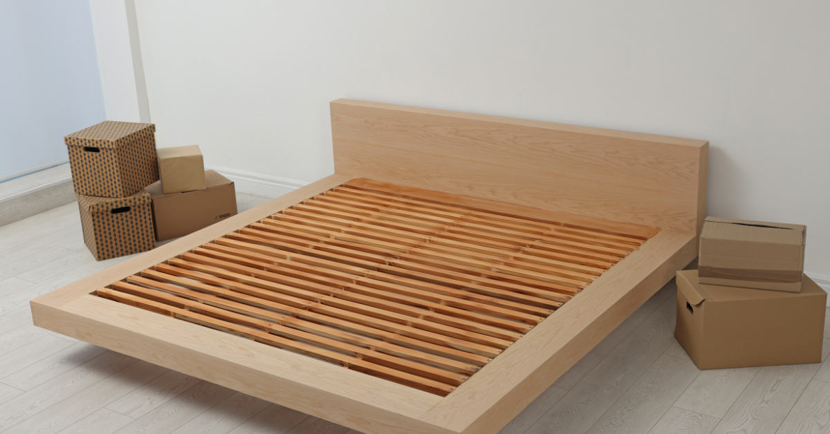 A quiet wooden platform bed frame