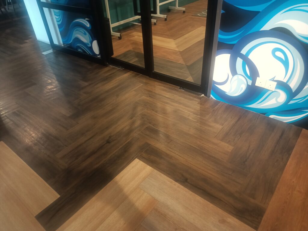 Soundproofed hardwood floor in an office